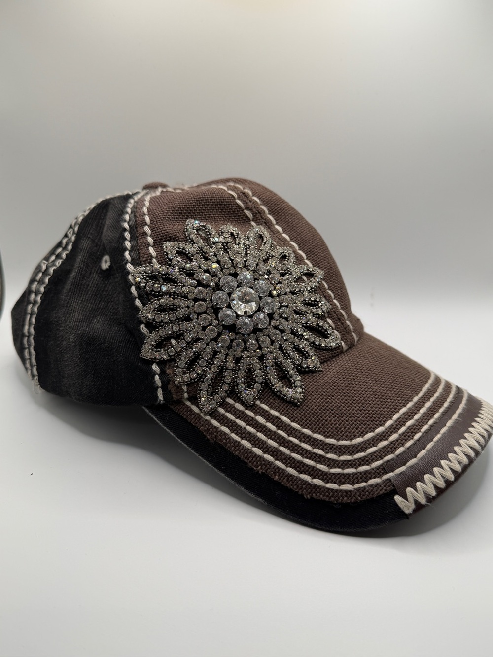 Olive & Pique Rhinestone Flower Distressed Baseball Cap 
#westernlifestylebling
